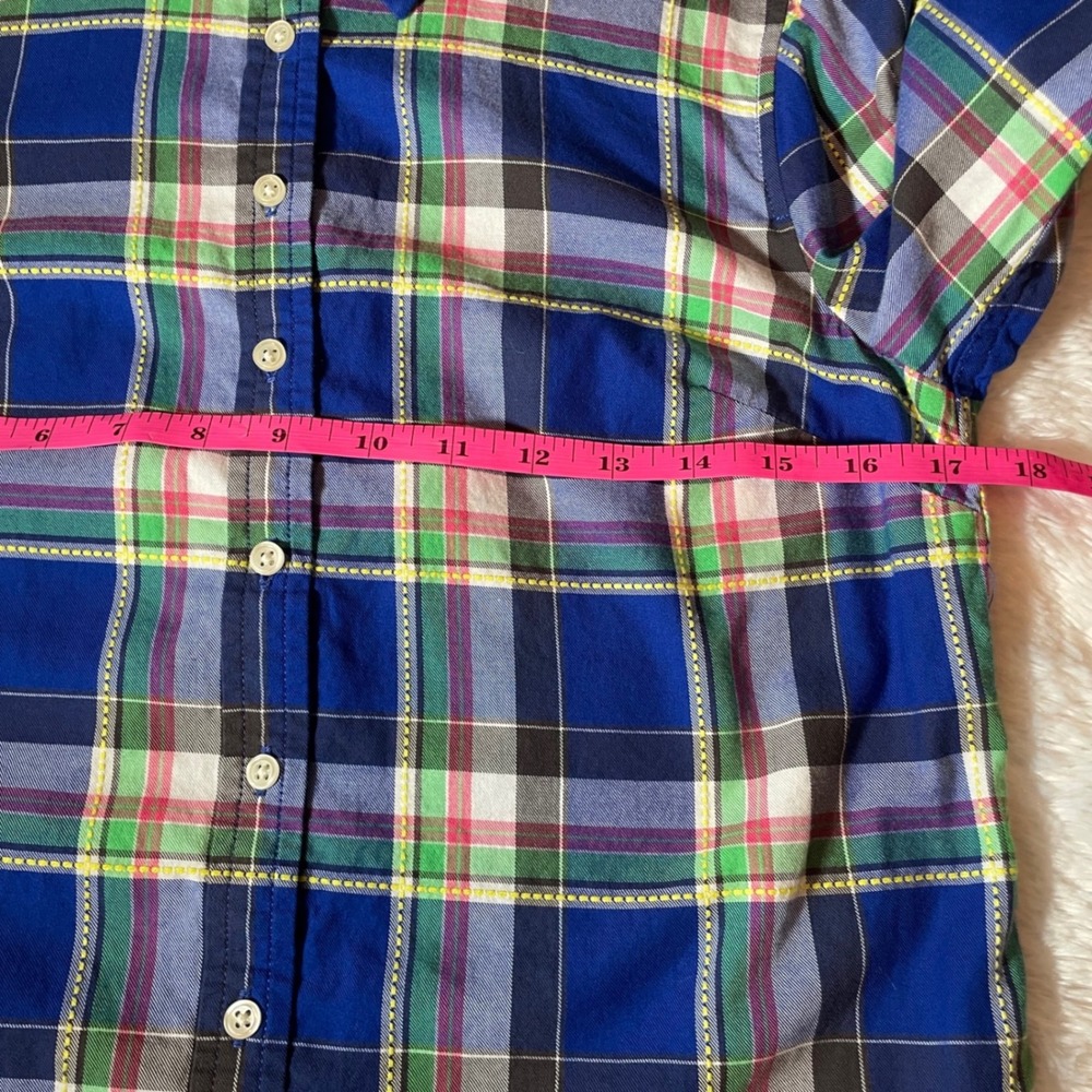 Talbots Petites Blue Multi Plaid Cotton Button Down Shirt Size SP  Coastal - Picture 5 of 6
